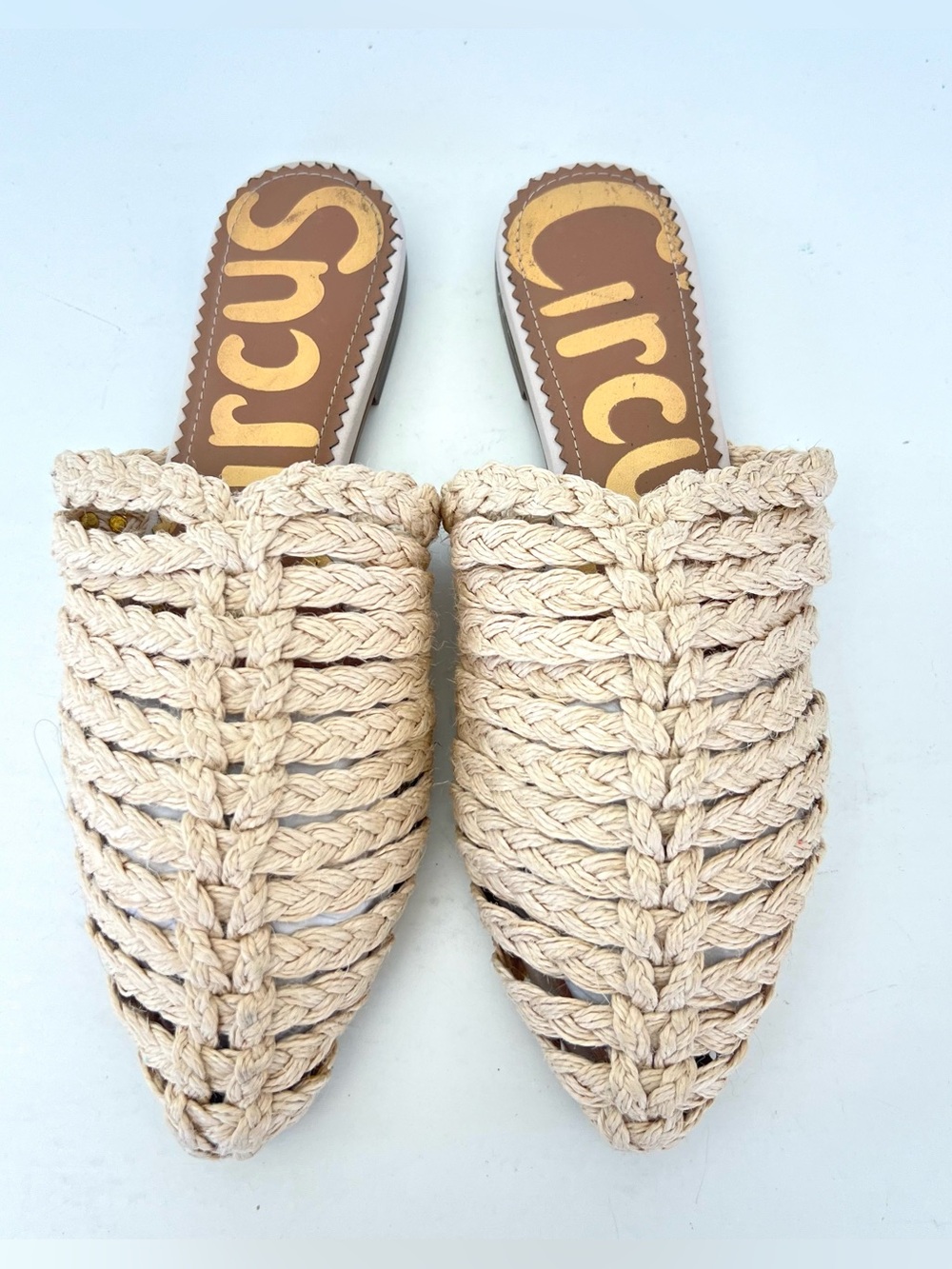 SAM EDELMAN Circus Cream Braided Pointy Closed Toe Summer Boho Ballet Flats Sz 8
